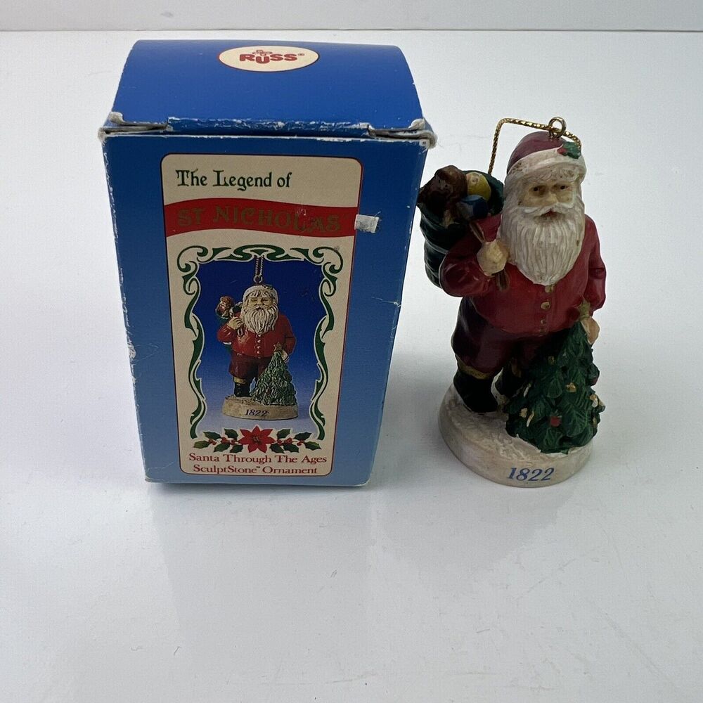 Russ Berrie Old World Santa #5521 Figurine Ornament In Box Through The Ages 1822
